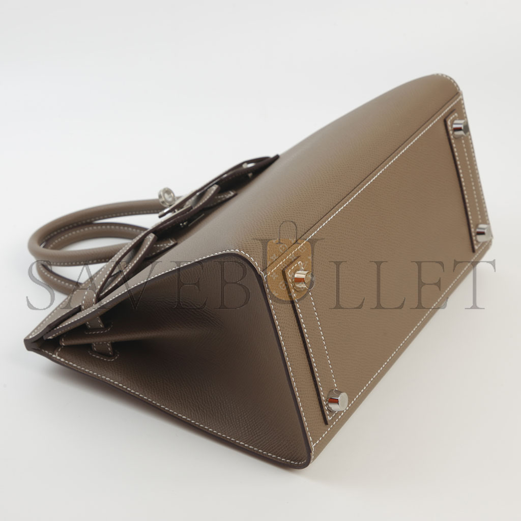 H**mes birkin 30 epsom leather elephant grey silver buckle handbag h028369ck18 (30*23*15cm)